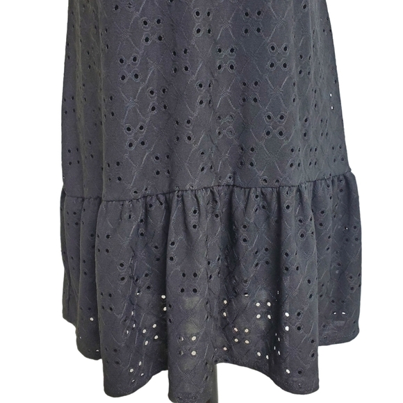 Brit & Bri Black Eyelet Lined Mini Sweetheart Dress  Size Medium - Picture 5 of 10
